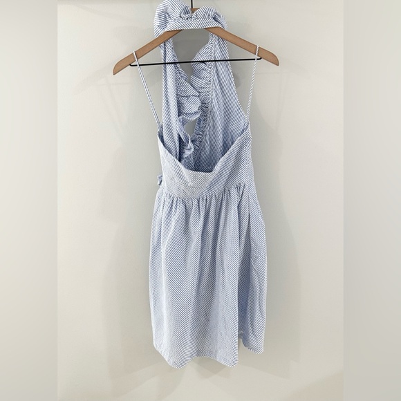 Southern Frock Ruffle Wrap Dress Blue Seersucker Size 0 - Picture 6 of 6